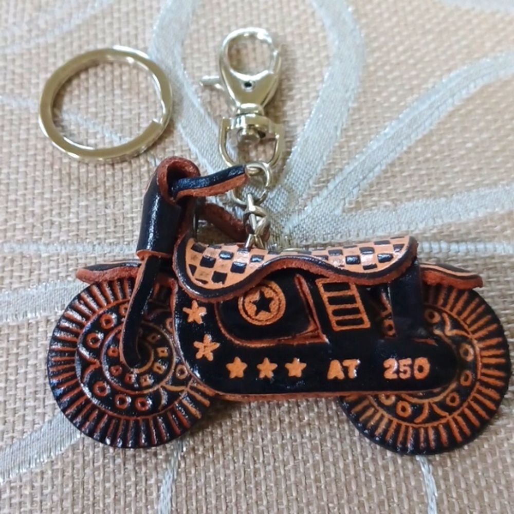 Leather Motorcycle Keychain, Purse Charm!
